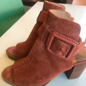 Jack Rogers Izzie Suede Open Toe Bootie Rust